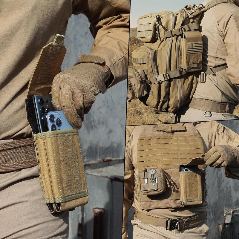 RXW Molle Phone Pouch Tactical Phone Holster Universal Dual Cell Phone Holder Utility EDC Pouch with US Flag Patch - Image 5